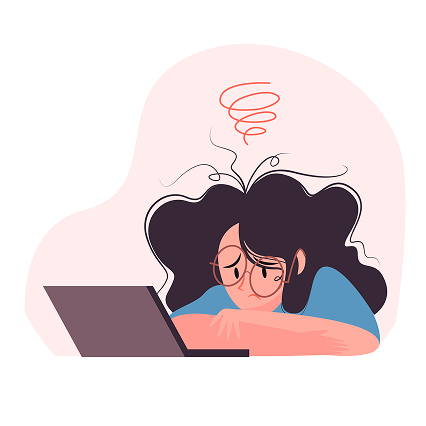 女性が頭を抱えているイラスト1