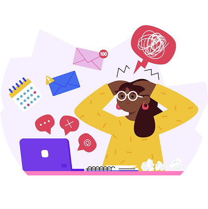 女性が頭を抱えているイラスト2